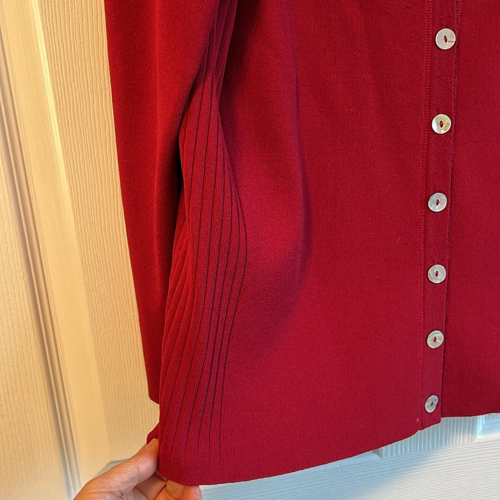 Women’s Gorgeous Red Solid Sweater - Button Down-… - image 3
